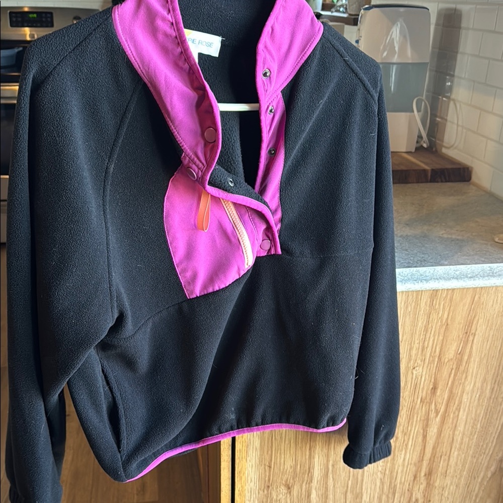 Hippie Rose Black and Pink Fleece Jacket